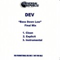 Buy Dev - Bass Down Low (With The Cataracs) (MCD) Mp3 Download